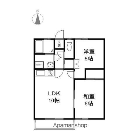 ホワイティー沙羅A棟(2LDK/2階)の間取り写真
