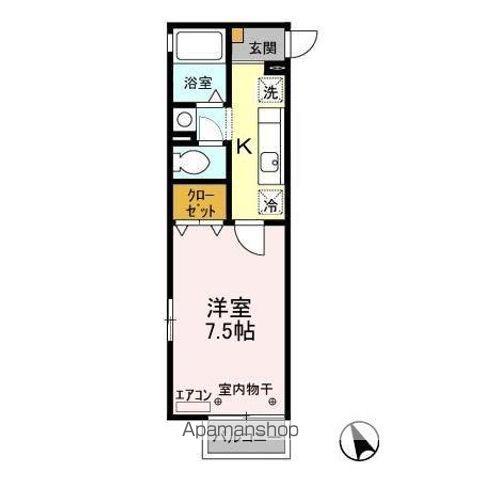 ツインコート船橋丸山(1K/1階)の間取り写真