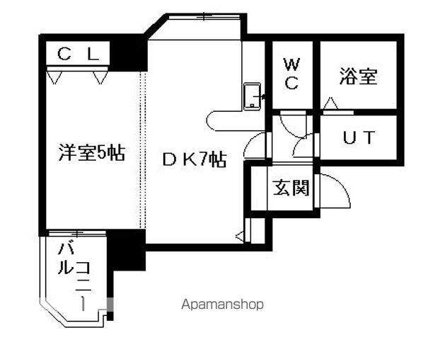 リラハイツ南2条(1DK/1階)の間取り写真