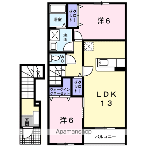 ソレイユ2(2LDK/2階)の間取り写真