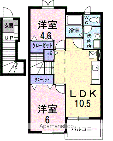 エミネンスB(2LDK/2階)の間取り写真