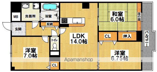 グリーンガーデン羽衣(3LDK/3階)の間取り写真