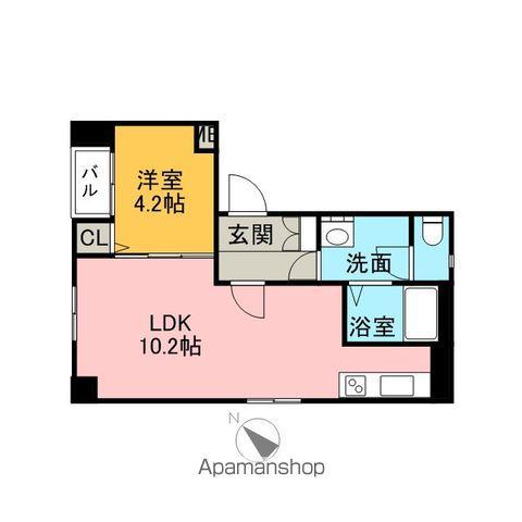 アリエス天神南(1LDK/2階)の間取り写真