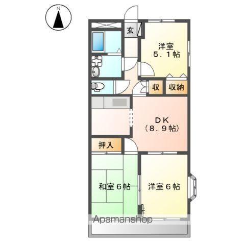 コンフォート雅(3DK/3階)の間取り写真