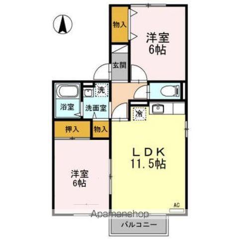 ロイヤルビレッジYSⅢ(2LDK/1階)の間取り写真