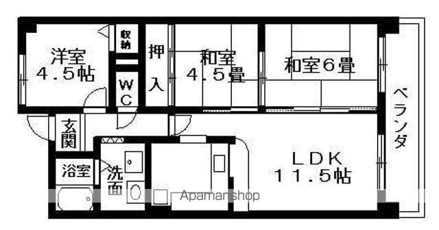 ふじとぴあ(3LDK/7階)の間取り写真