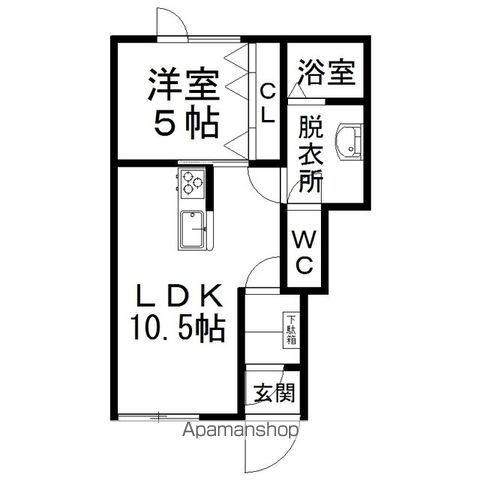 KALANCHOE(1LDK/1階)の間取り写真