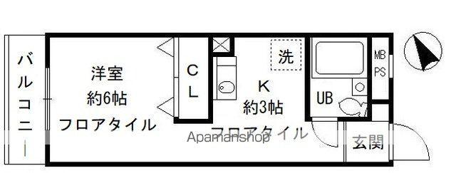 昭島コートエレガンスB(1K/1階)の間取り写真