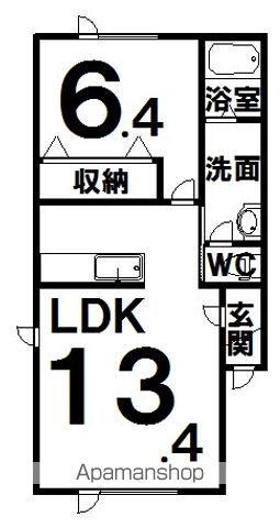 プードリエS(1LDK/2階)の間取り写真