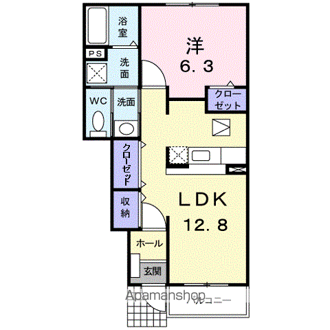 パーク・メート(1LDK/1階)の間取り写真