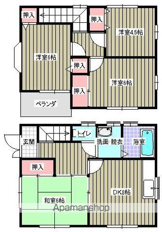山陽本線 東福山駅 徒歩48分 2階建 築20年(4DK)の間取り写真