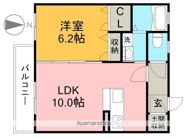 グランジェロハウス(1LDK/2階)の間取り写真