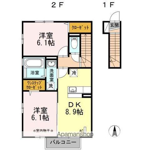 サニー矢倉下 A(2DK/2階)の間取り写真