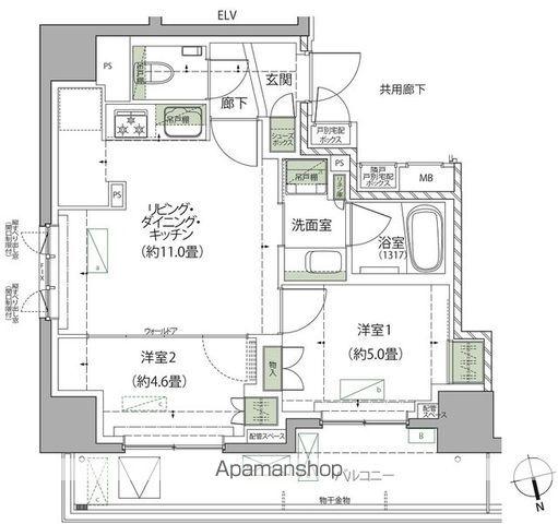 ザ・パークハウス松戸本町(2LDK/6階)の間取り写真