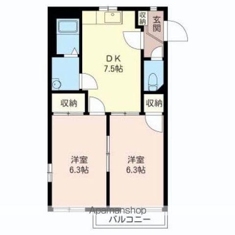 ハウス・ローレル(2DK/2階)の間取り写真