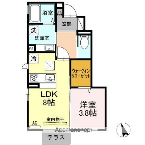 ヴィラ チェリベ(1LDK/1階)の間取り写真