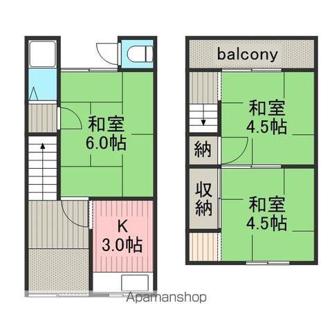 宮川連棟貸家(3K)の間取り写真
