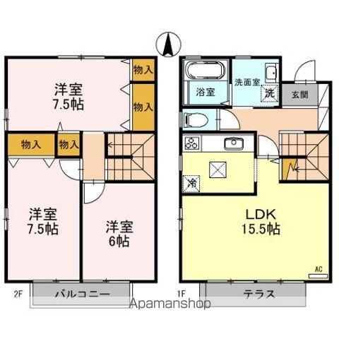 ＰＡＲＴＥＲＲＥ・Ｙ（パルテールワイ）　Ｂ(3LDK)の間取り写真