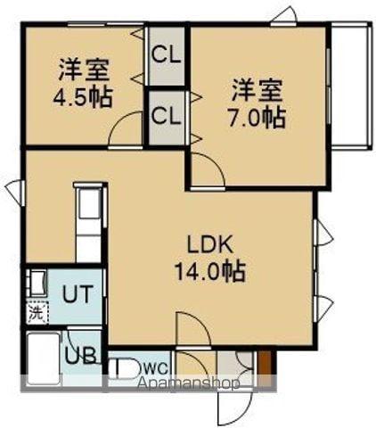湯川荘(2LDK/1階)の間取り写真