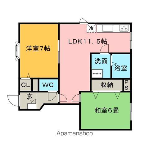 メープルタウンA(2LDK/1階)の間取り写真