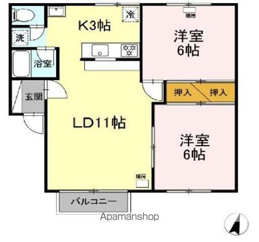 グリーンヒル藻岩(2LDK/3階)の間取り写真