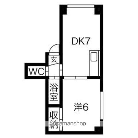 コーポR(1DK/3階)の間取り写真