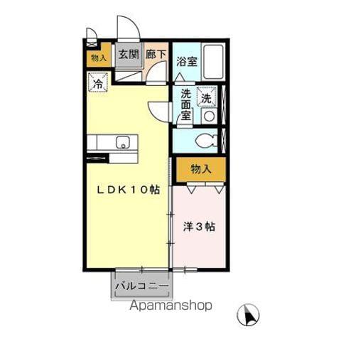 グランドソレーユ東合川(1LDK/1階)の間取り写真