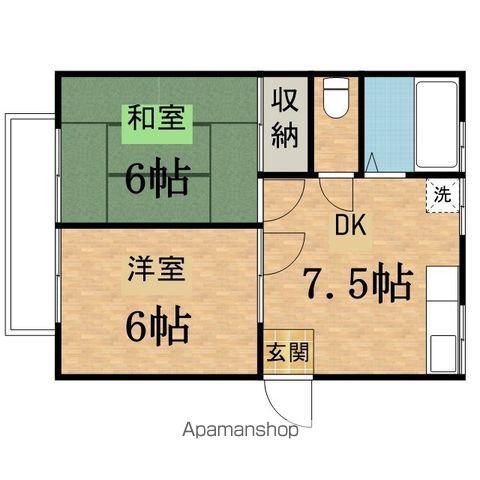 白百合荘(2DK/2階)の間取り写真