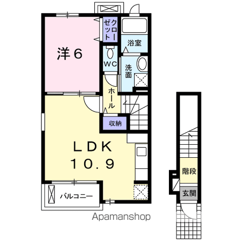 メゾンドソレイユ(1LDK/2階)の間取り写真