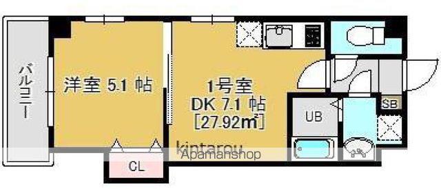 メゾンドティーズ(1DK/4階)の間取り写真
