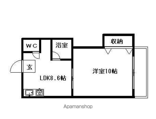 ワンズクレスト2(1DK/1階)の間取り写真