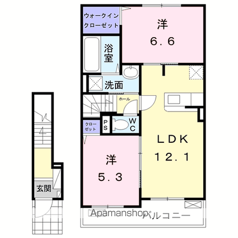 クレメント レジデンス Ⅰ(2LDK/2階)の間取り写真