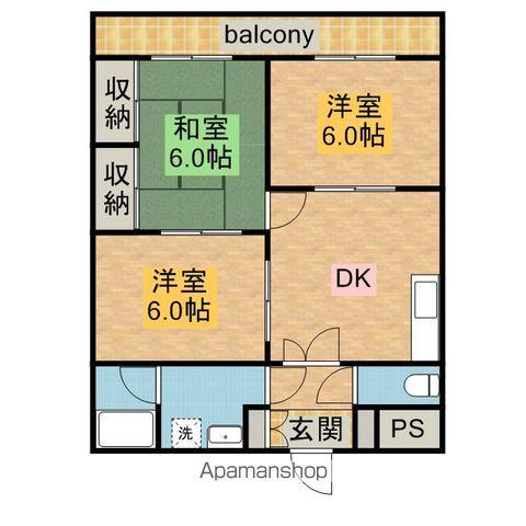 中ビル(2LDK/4階)の間取り写真