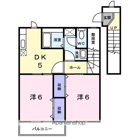 グランシャリオⅠ(2DK/2階)の間取り写真