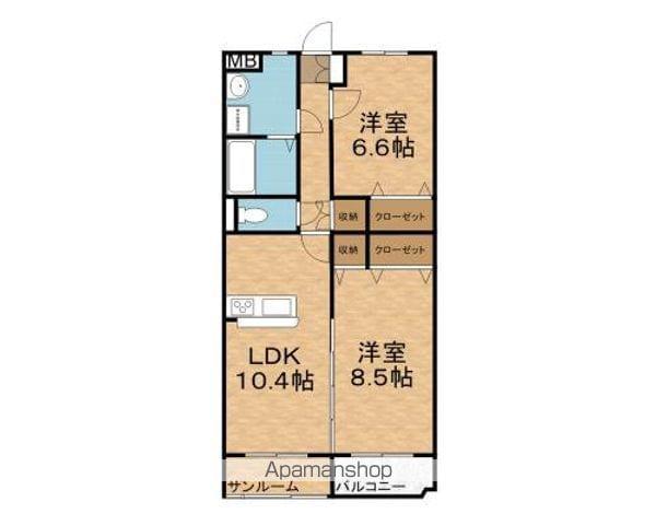 リュエル(2LDK/3階)の間取り写真