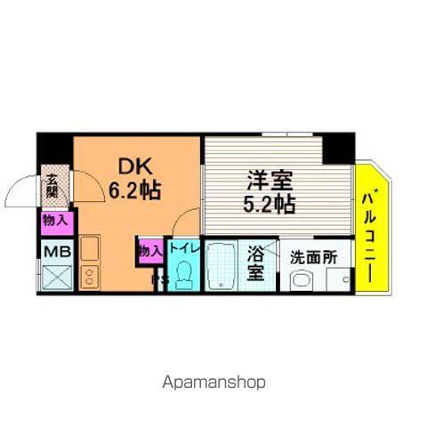 GOLDEN HILLSS 3番館(1DK/2階)の間取り写真