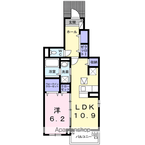 アビタシオン(1LDK/1階)の間取り写真