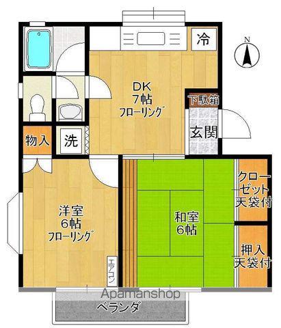 メゾンプラティークA棟(2DK/2階)の間取り写真