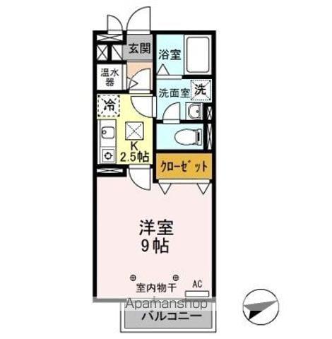 クロイシング(1K/1階)の間取り写真