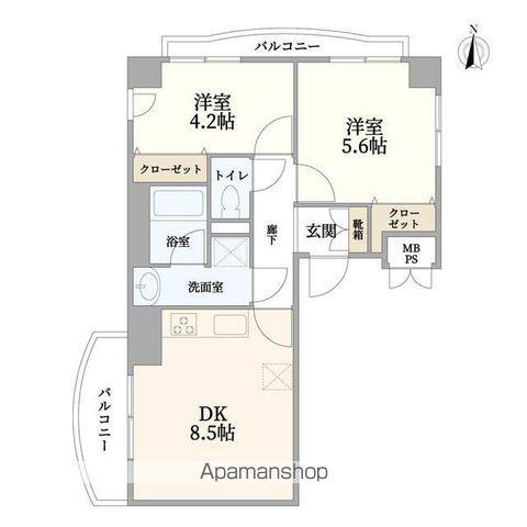 アネシス三鷹(2DK/2階)の間取り写真