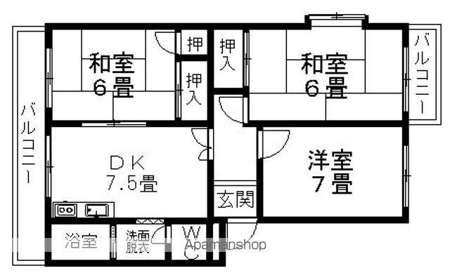 ファミール松村(3DK/4階)の間取り写真