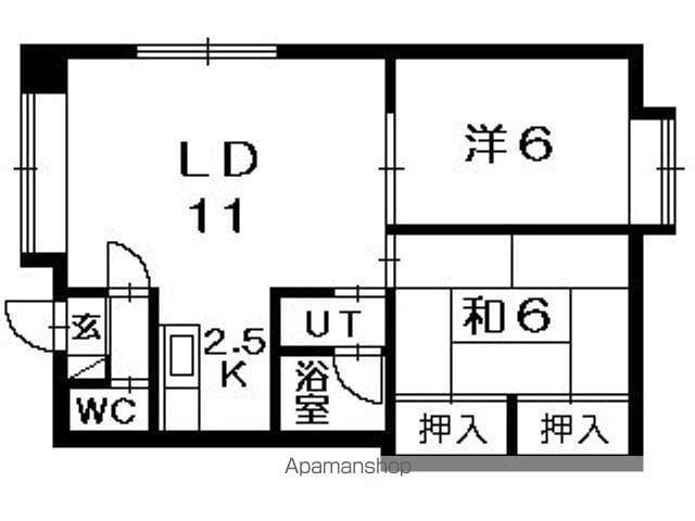 アクアトピア北野Ⅱ(2LDK/3階)の間取り写真
