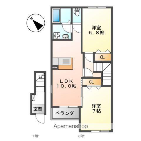 サンガーデンⅡ(2LDK/2階)の間取り写真