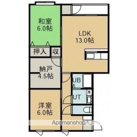 コーポ函館Ⅶ(2SLDK/1階)の間取り写真