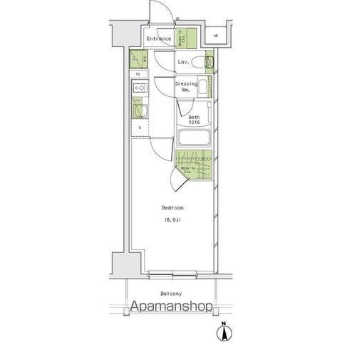 ザ・パークハビオ名古屋松原(1K/5階)の間取り写真