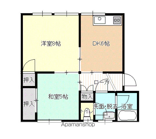 浜の町グリーンレジデンス(2DK/2階)の間取り写真