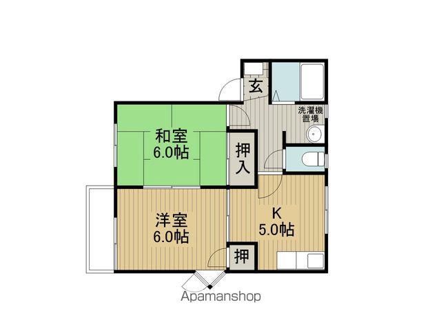 イツミハウスA棟(2K/2階)の間取り写真