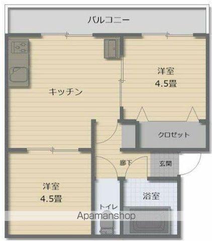 アリュール荘園Ⅱ(1LDK/4階)の間取り写真