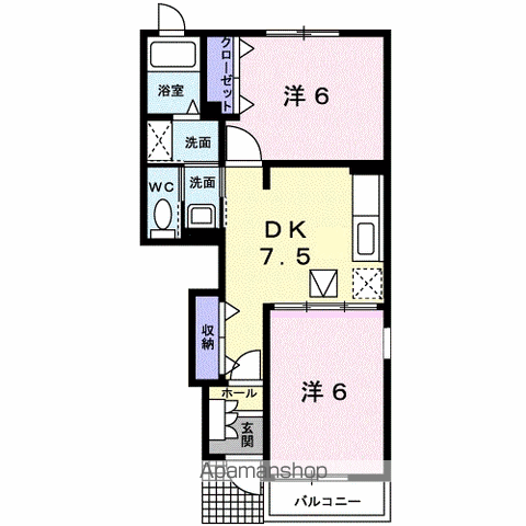 ヴィヴァーチェ 春日野 D(2DK/1階)の間取り写真