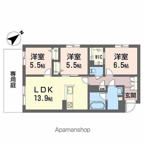 エクラージュ多治米Ⅱ(3LDK/1階)の間取り写真